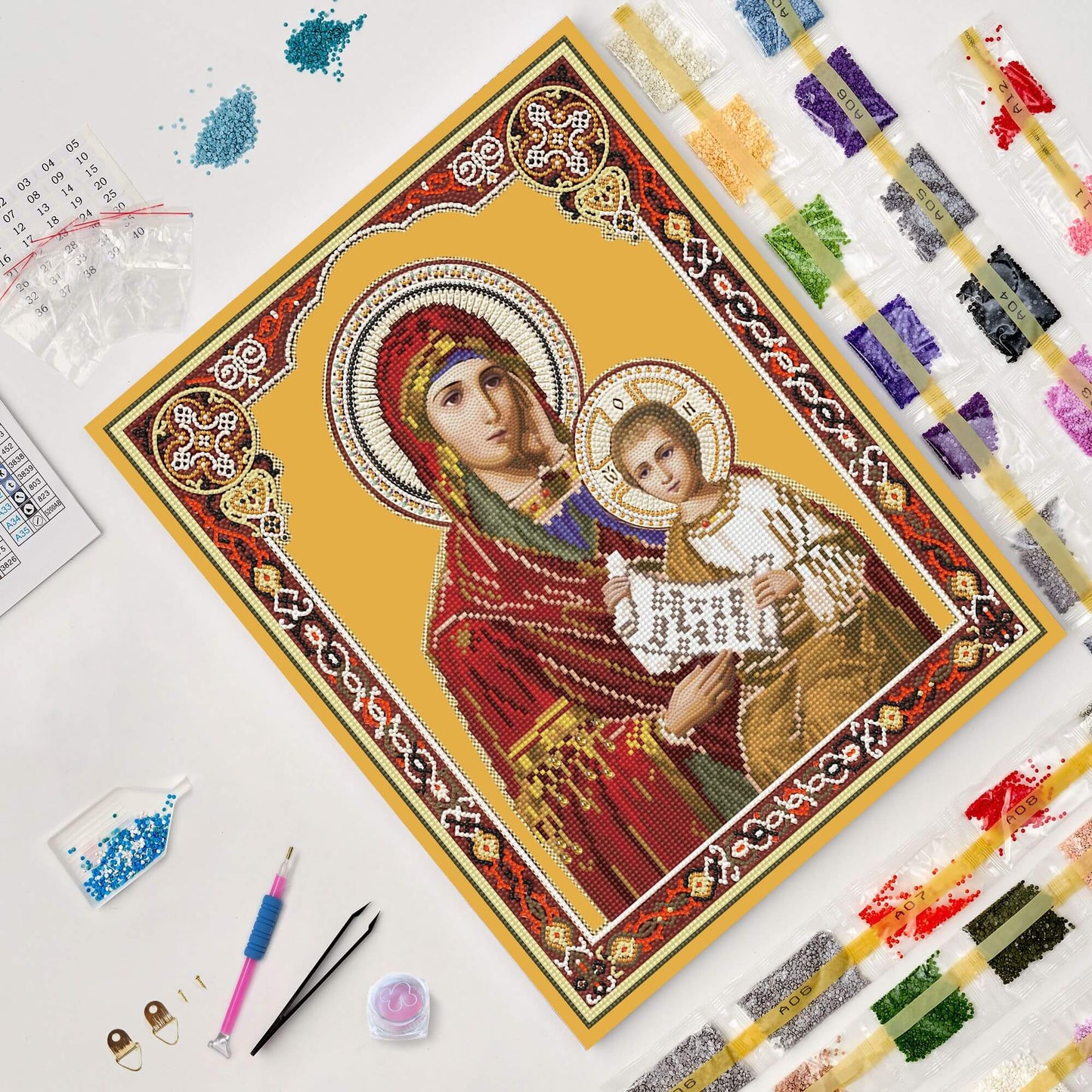 Dijamantski mozaik 40x50 Ikona Bogorodice "Ugasi moje tuge" LGPS001e
