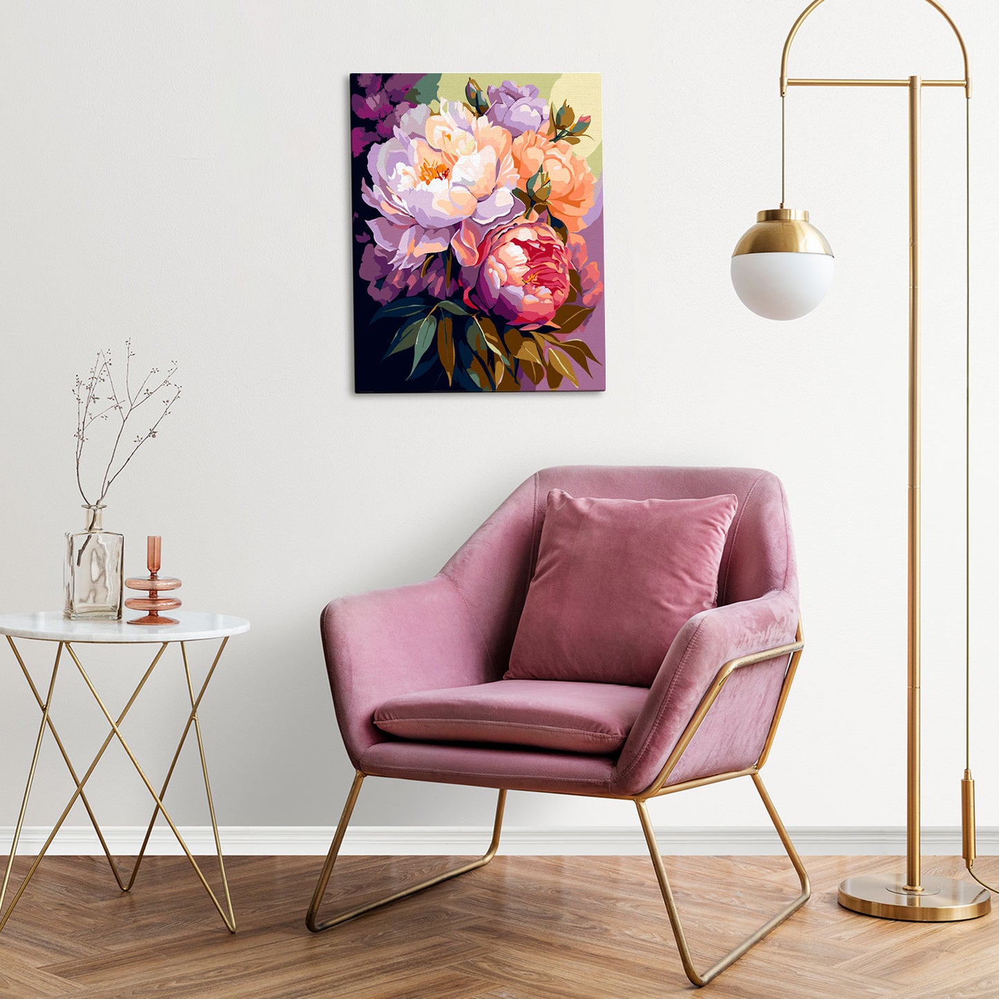 Slika po brojevima 40x50 Cvetajući božuri MG2472e