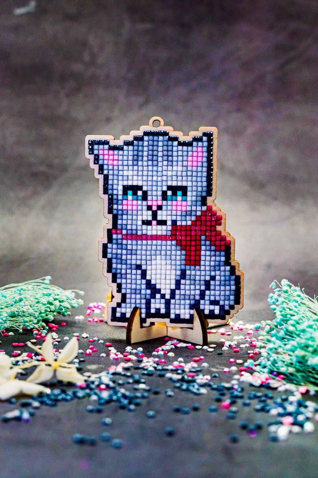 Diamond painting - U08e - Pendant "Grey cat" Image 2