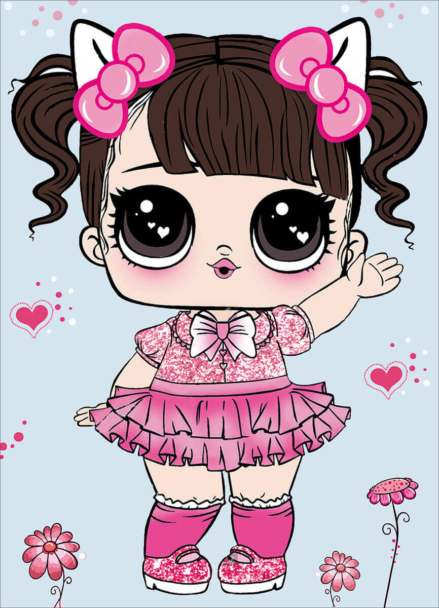 Diamond painting - X014e - Little Girl in a Pink Dress Image 1