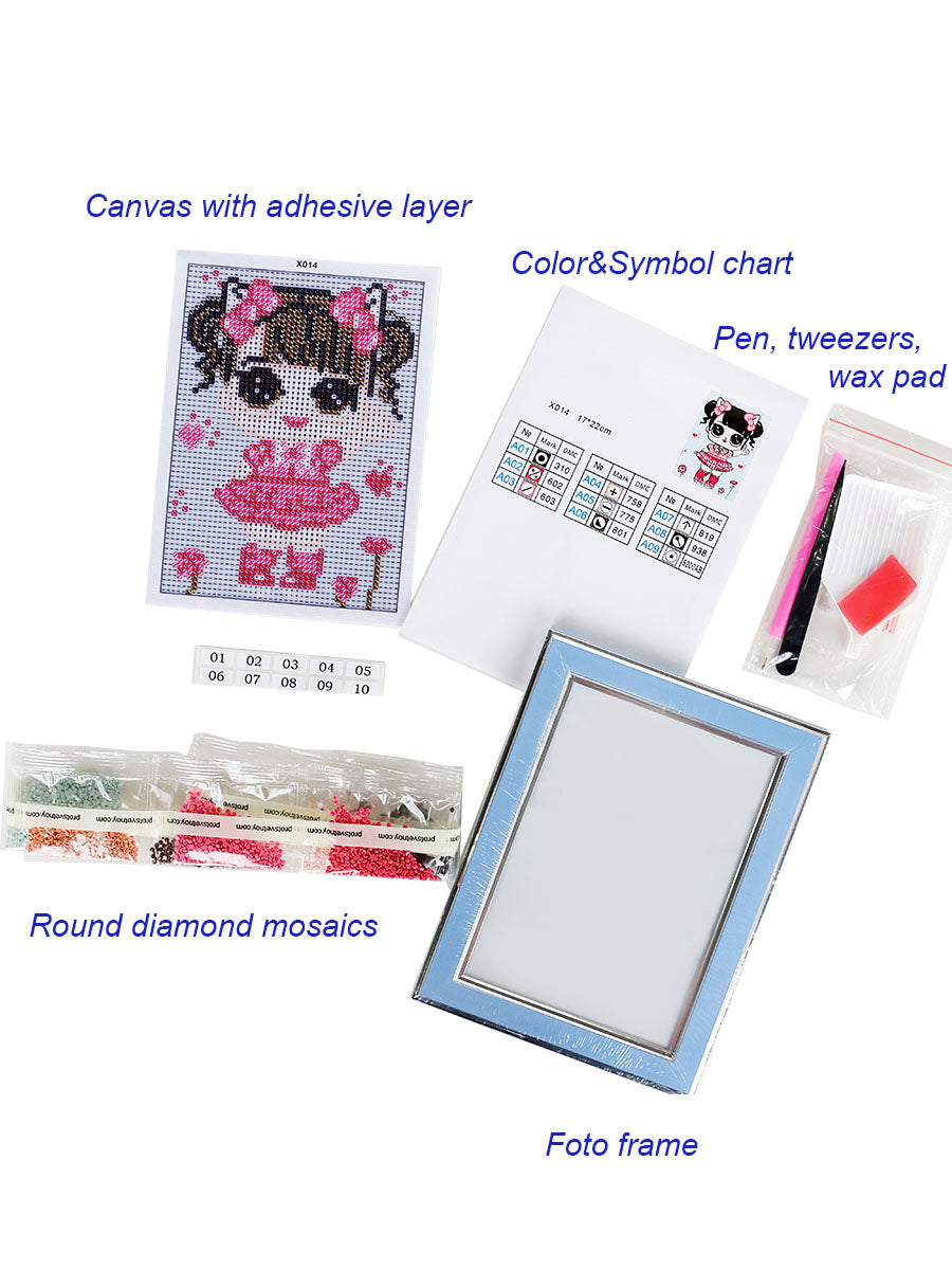 Diamond painting - X014e - Little Girl in a Pink Dress Image 5
