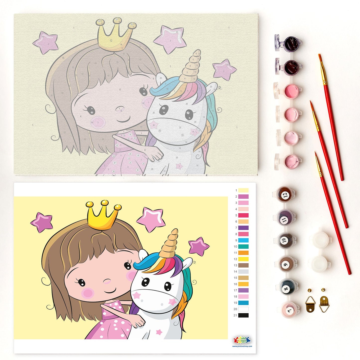 Painting by numbers - MC1103e - Princess with a Small Unicorn