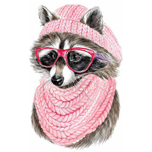 Diamond painting - LC009e - Raccoon with glasses