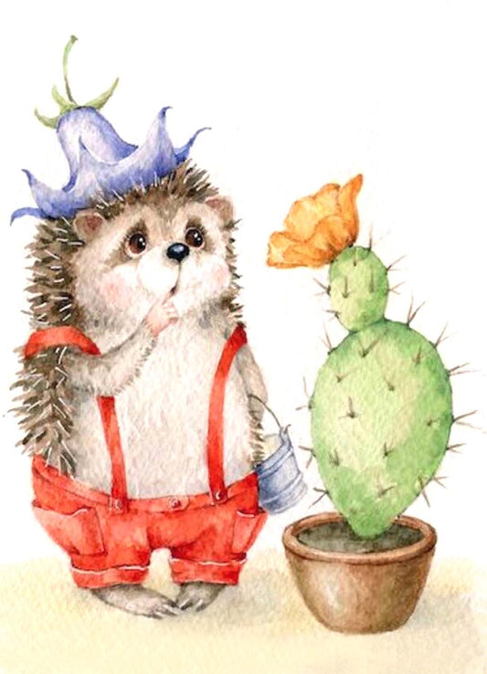 Diamond painting - LE030e - Hedgehog surprised Image 1