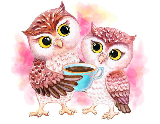 Diamond painting - LE121e - Cute Owls Image 1