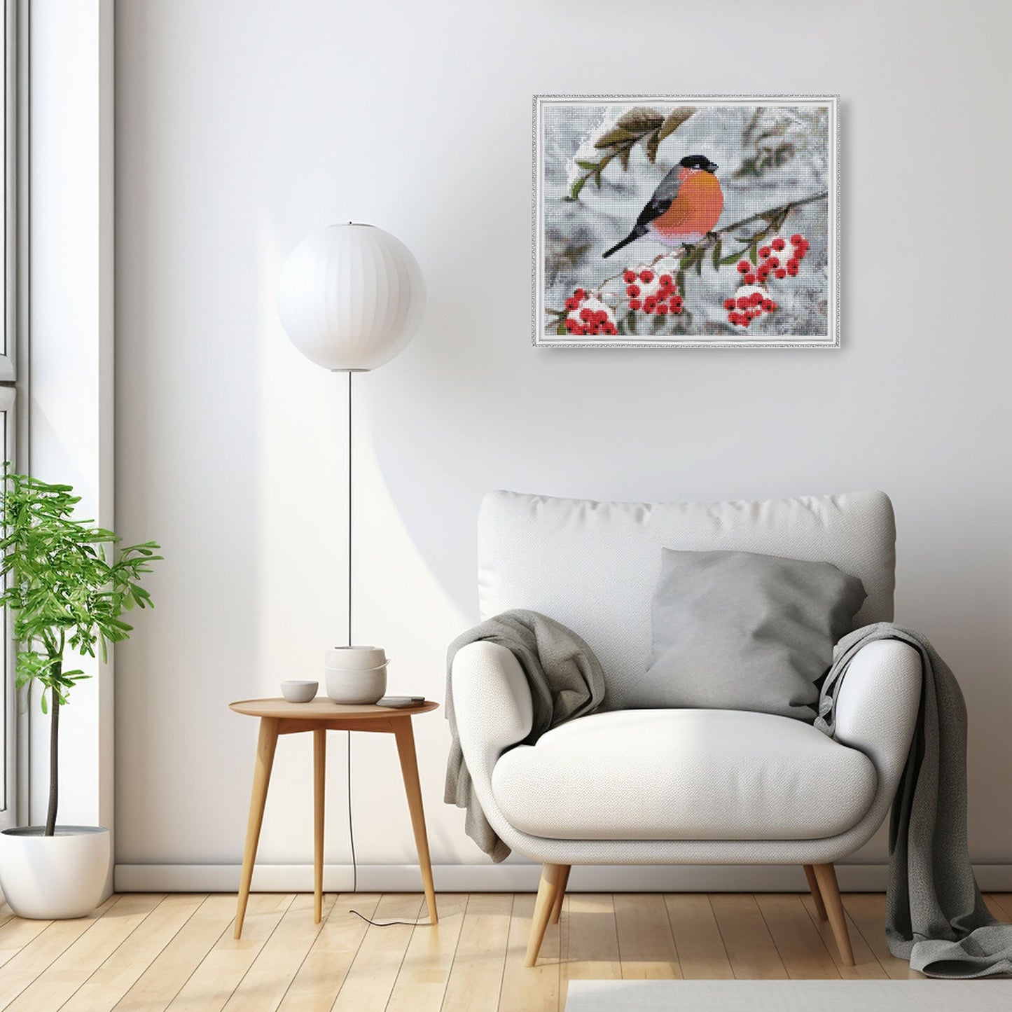 Diamond painting - LG303e - Bullfinch with Berries Image 2