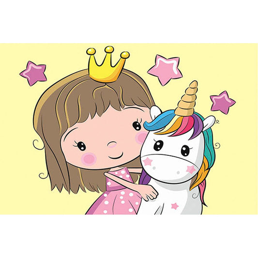 Diamond painting - LE123e - Princess with a Small Unicorn