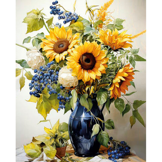 Painting by numbers - MG2482e - Golden sunflowers bouquet