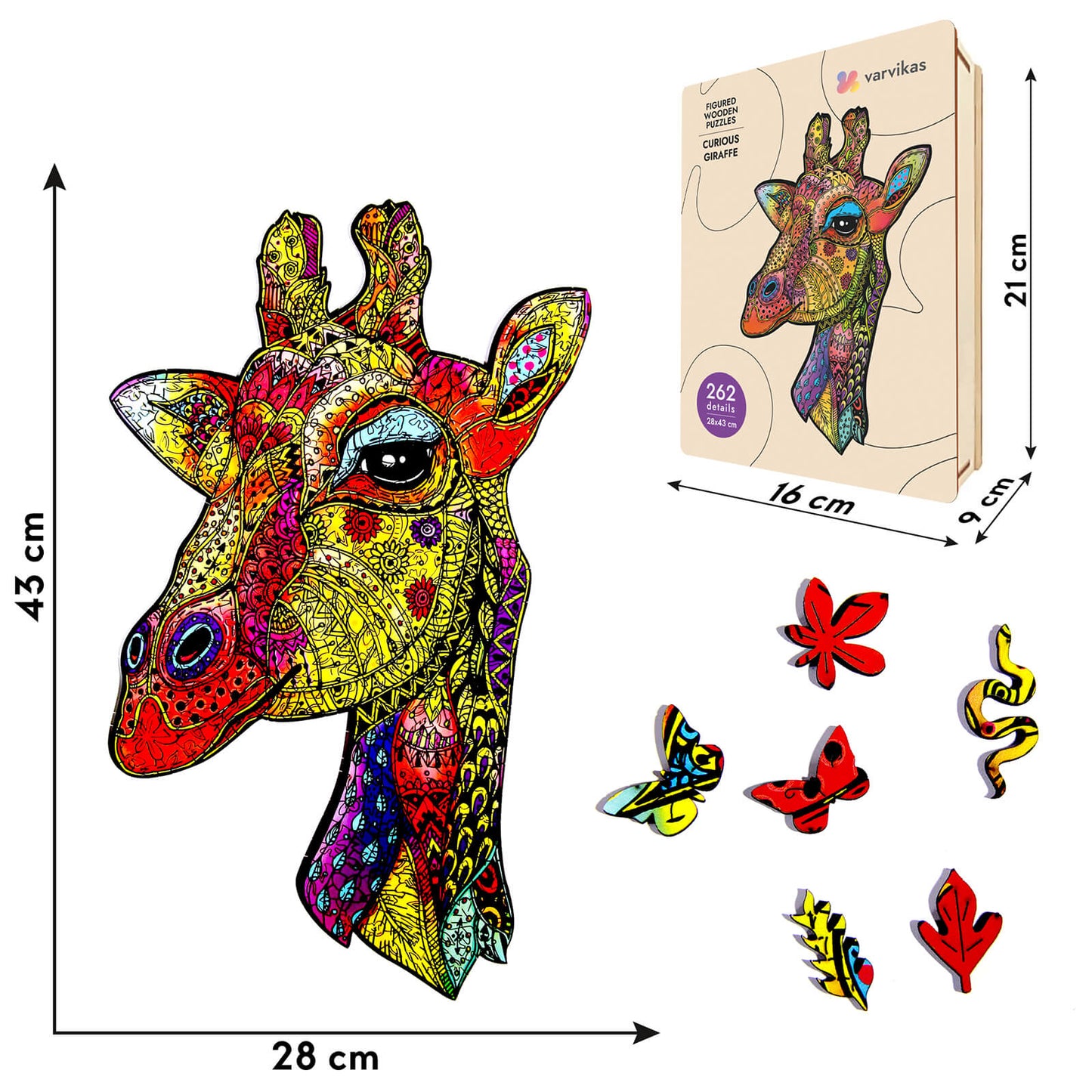 Wooden puzzles - PW002e - Curious Giraffe (262pcs)